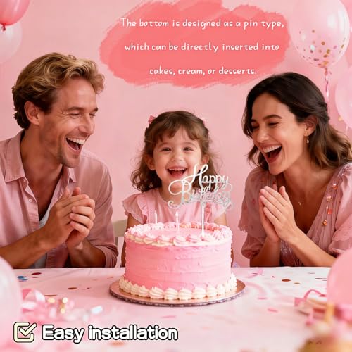 Acrylic Cake Toppers Set of 9 - Elegant Birthday Decorations