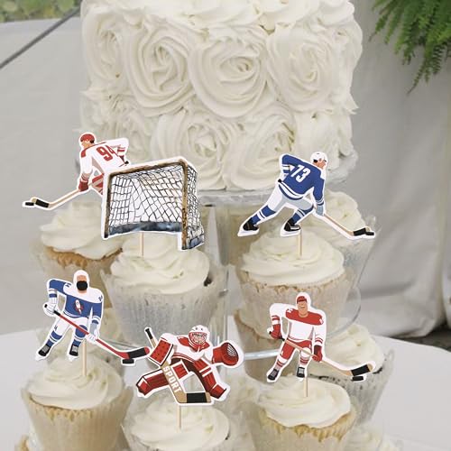 36 Pack Hockey Cupcake Toppers - Design 5 Sports Theme Party Decorations