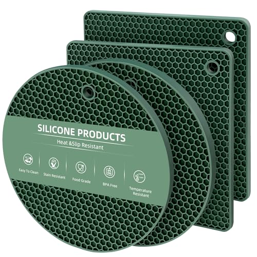 TWTLi Heat Resistant Silicone Trivets Set of 4 - Green