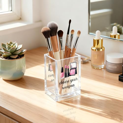 Choose Your Weapon Acrylic Makeup Brush Organizer - Black & Pink Holder