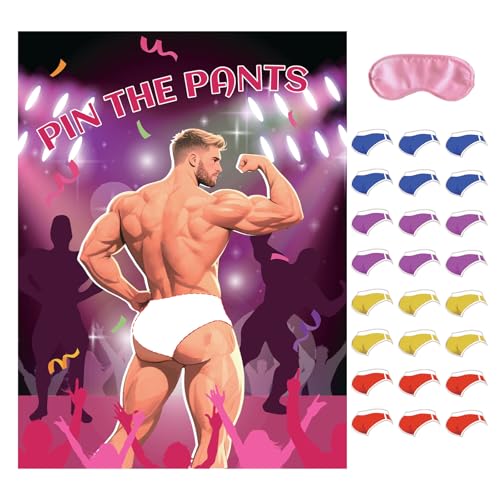 Pin The Pants On The Hunk Bachelorette Party Game with Blindfold
