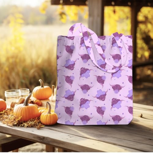 Watercolor Floral Western Canvas Tote Bag for Women Grocery Beach