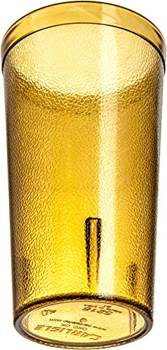 Carlisle Stackable Plastic Tumbler - 16 oz Amber, Pebbled Design