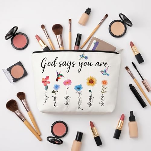 Christian Scripture Makeup Bag - Inspirational Bible Verse Cosmetic Pouch