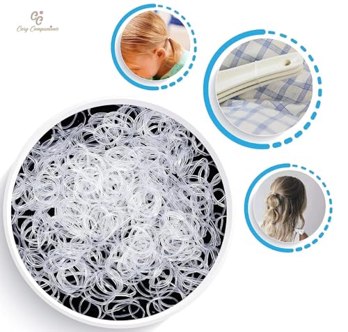 Cosy Companions Clear Hair Elastics 250 Pack - Mini Rubber Bands for Hair