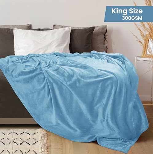 Utopia Bedding King Size Fleece Blanket - Washed Blue (90x102 Inch)