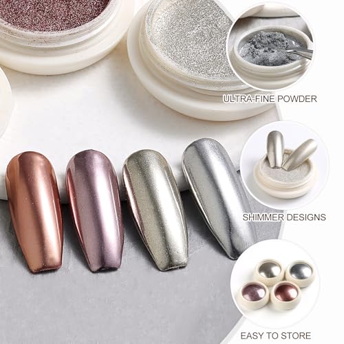 SUTOKAKA Chrome Nail Powder Set Metallic Mirror Effect Nail Pigment