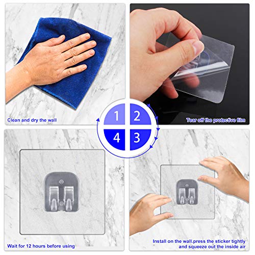 YeeBeny Transparent Corner Shower Caddy Adhesive Hooks 4 Pack for Bathroom
