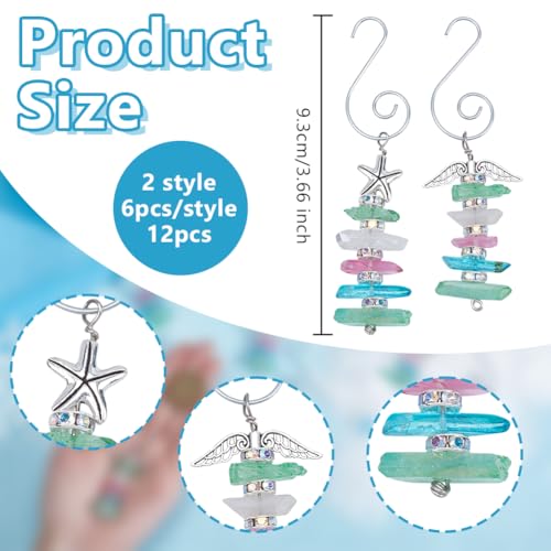 OLYCRAFT 12Pcs Christmas Crystal Beaded Tree Ornaments with Hooks