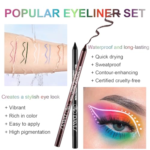 Meilury 3-Piece Colorful Eyeliner Pen Set Waterproof Metallic Glitter