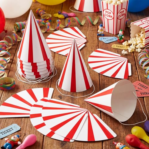 24 Pcs Kids Birthday Party Cone Hats with Elastic String