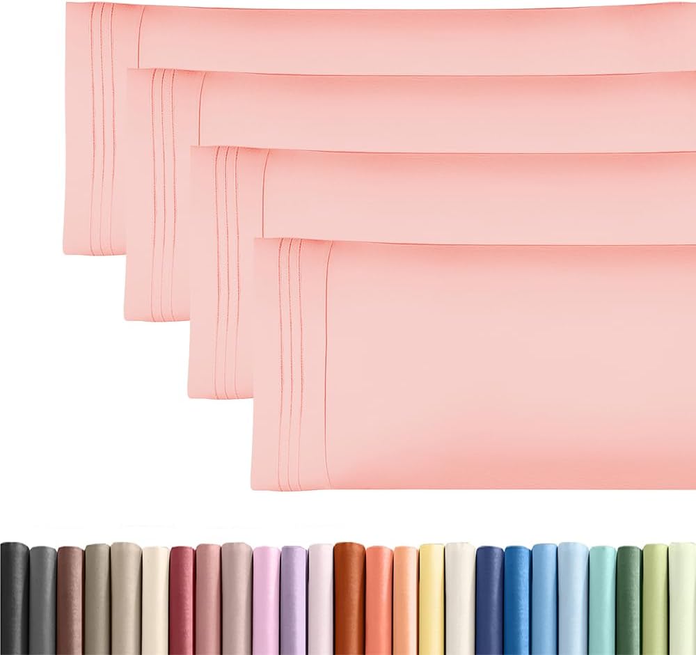 Skiennix Body Pillowcases Set of 4 | Soft & Breathable 20x54 Long Pillow Covers - Comfy Baby Pink