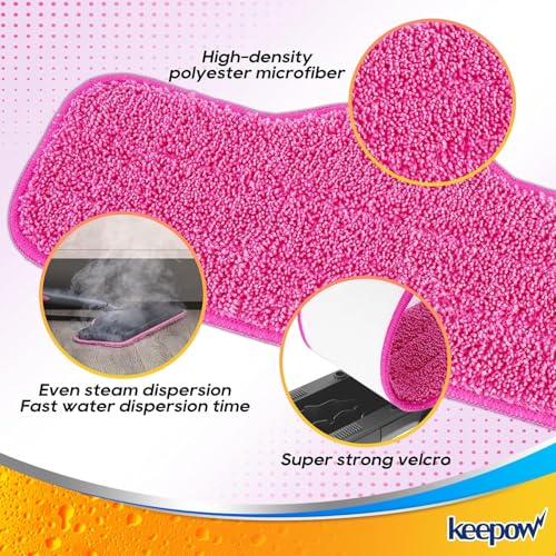 Pink 2 Pack Washable Multi-Surface Steam Mop Pads Compatible with Schenley & Hestia Models