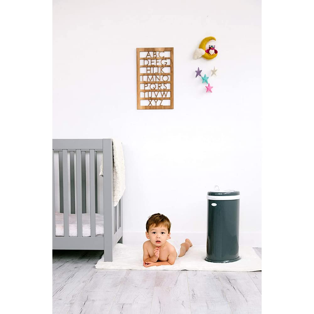 Ubbi Steel Diaper Pail - Odor Locking Design, No Special Bags Needed | Award-Winning Slate Color