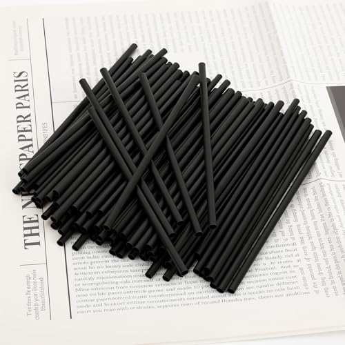 Black Plastic Cocktail Straws 5.12 Inch Pack of 100 - Disposable Drinking Straws