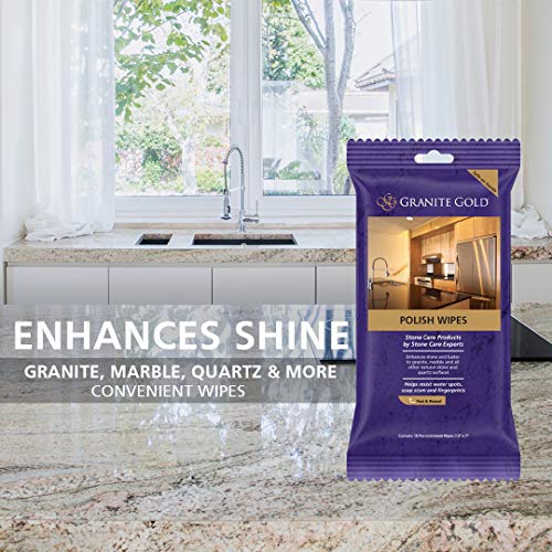 Granite Gold Polish Wipes for Granite, Quartz & Marble - 18 Count