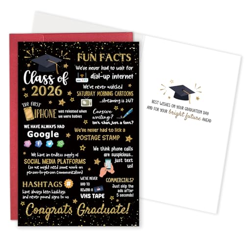 Qiavor Class of 2026 Graduation Card for Friends & Classmates - Funny Congrats Gift