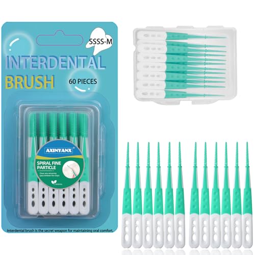 AxiyanX Comfort Soft Interdental Brushes and Dental Floss Picks 60PCS with Travel Case
