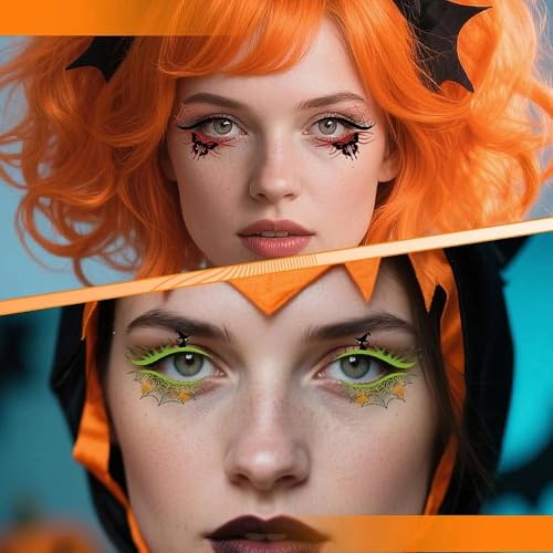 Ancnoz Halloween Eyeshadow Stickers Temporary Face Tattoos 4 Pairs