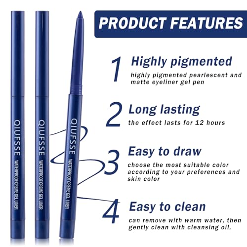 Red Eyeliner Pencil 3-Pack Waterproof Retractable Dark Red Eye Pen