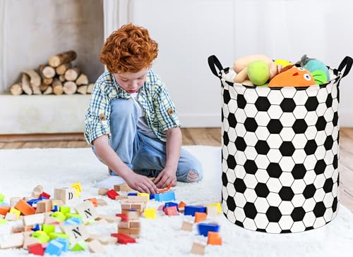 Football Round Kids Laundry Basket - 19.7" Collapsible Nursery Storage Bin
