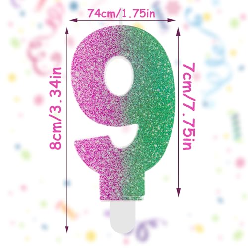 Pink & Green Movie Themed Birthday Candle - 6th Birthday Decoration