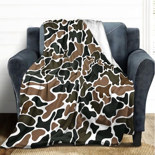 Camouflage Throw Blanket - Warm Soft Fleece Army Hunting Decor Gift