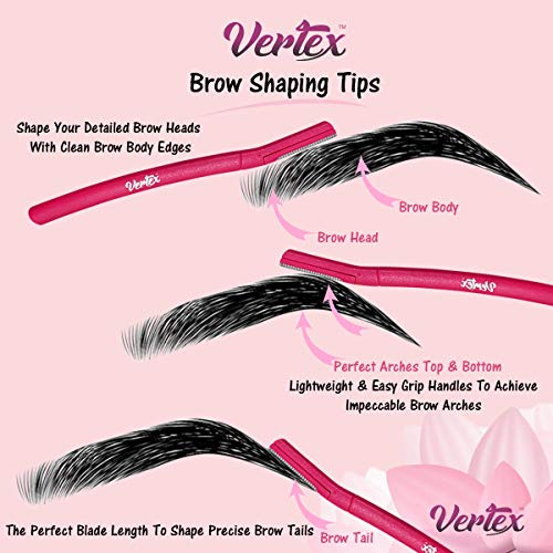 Vertex Women's Eyebrow Razors 6-Pack Dermaplaning Facial Hair Removers