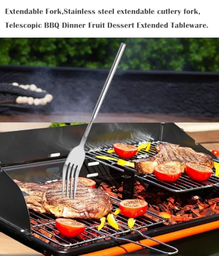Nwstar 2PCS Extendable Stainless Steel Forks - Telescopic BBQ & Dinner Forks (8.7 to 25.4in)