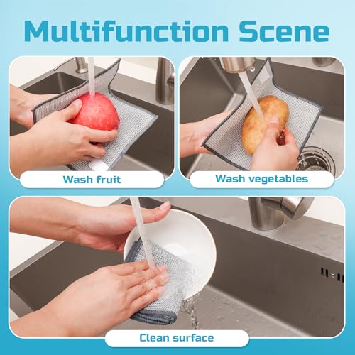 Forggon Non-Scratch Wire Dishcloth 12-Pack, 3-Layer, 7.08"x8.86"