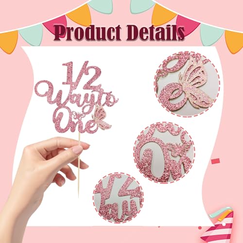 Pink Butterfly Cake Topper - 6-Month Birthday Celebration Decoration