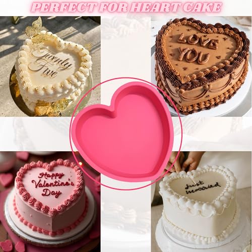 Heart Shaped Cake Pans Set of 2 - 8 Inch Nonstick Silicone Molds
