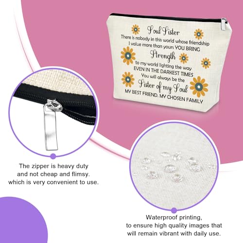 Soul Sister Makeup Bag - Best Friend Cosmetic Travel Pouch Gift