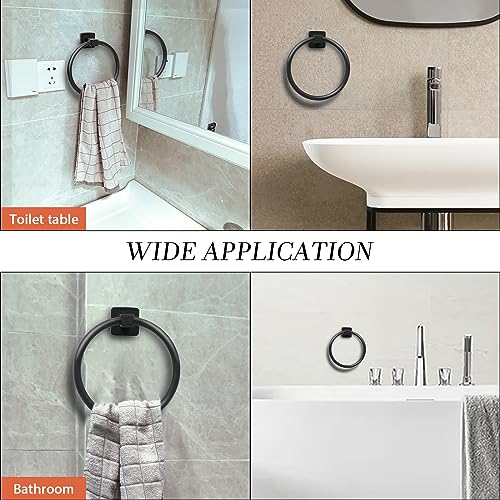Matte Black Towel Ring - Heavy Duty Stainless Steel Bathroom Holder