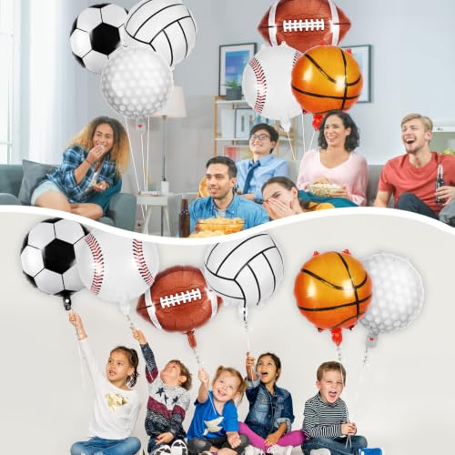 TOATOM 24 Pcs Sports Foil Balloon Set - 18 Inch Balloons for Parties