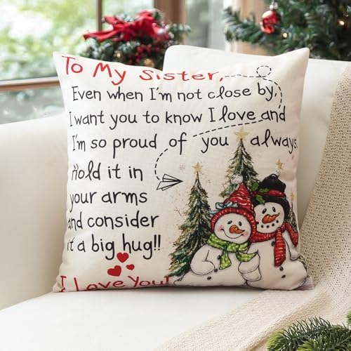 Artscope Sister Throw Pillow Cover 18x18 Inch Christmas Gift