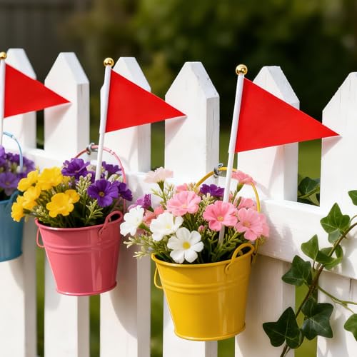 25 Pack Red Pennant Flags - Mini Handheld Flags for Parties & Events