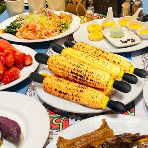 AQRINGO Corn Cob Holders - 12 Pcs Stainless Steel Skewers, Yellow-Black