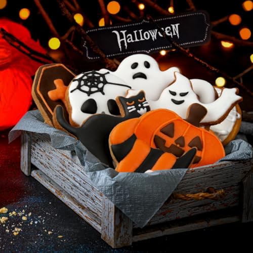 Halloween Cookie Cutter Set - 9 Stainless Steel Shapes Pumpkin Ghost Bat Witch Skull