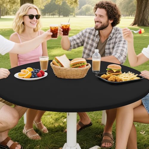 Smiry Round Spandex Tablecloth - Waterproof Elastic Cover for 45"-56" Tables