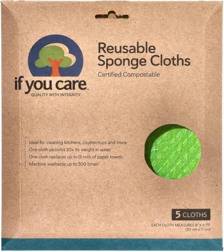 If You Care 5-Pack Natural Reusable Sponge Cloths for Kitchen & Bathroom Cleaning