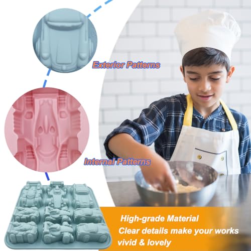 Racing Car Molds - 2 Pack 3D Silicone Baking Molds for Kids