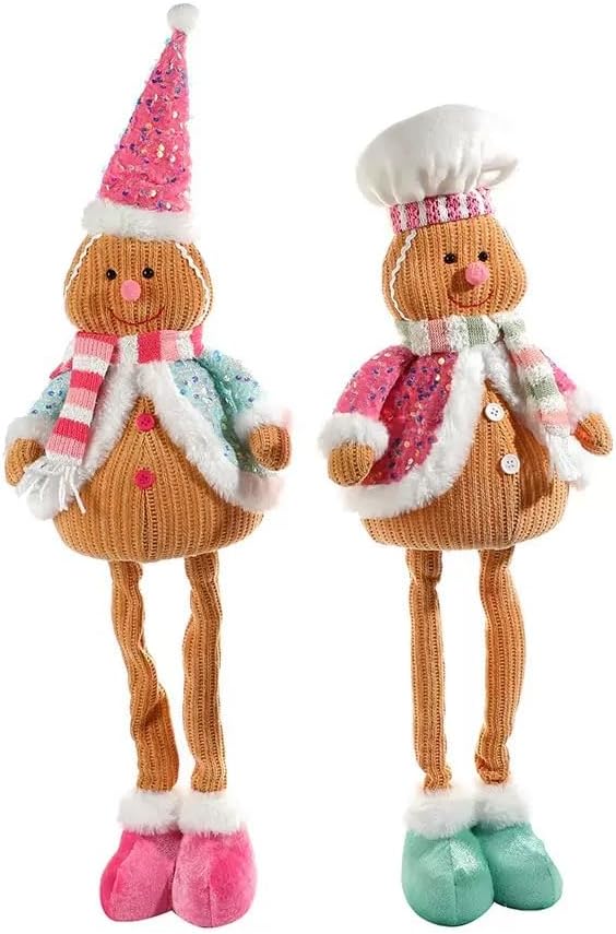 Pastel Gingerbread Christmas Decorations Set by [Brand Name] - 29" Lighted Indoor Gingerbread Man Figurines for Festive Home Decor
