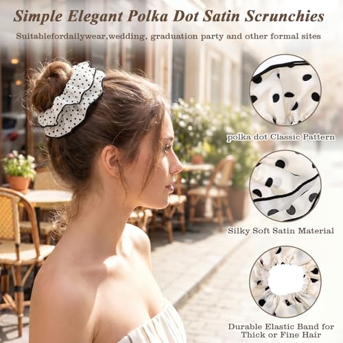 FNANJWQ Oversized Polka Dot Hair Scrunchies 4-Pack Large Hair Ties