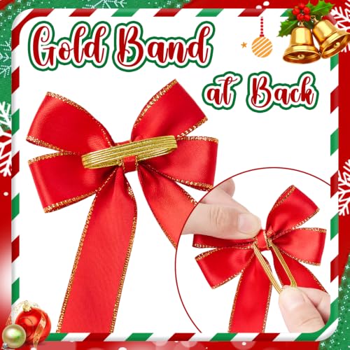 Small Red Satin Christmas Bows - 20 Pack, 3x4.5 Inches Holiday Decorations