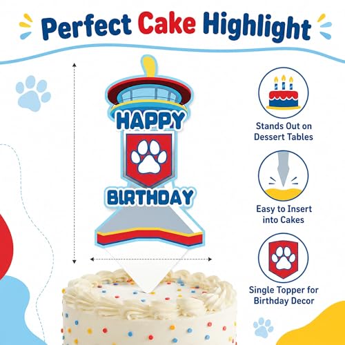 Puppy Rescue Birthday Cake Topper - 5x10 Inch Patrol Tower Party Decor