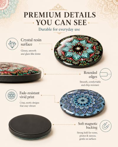 Cute Mandala Refrigerator Magnets - 12 Pack Decorative Fridge Magnets