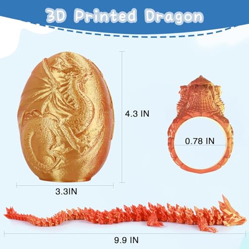 3D Printed Dragon Egg with Miniature Dragon & Ring - Easter Basket Stuffer