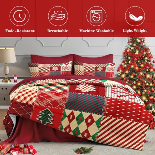 WeCozy Queen Christmas Patchwork Comforter Set with Sheets - 7 Pieces