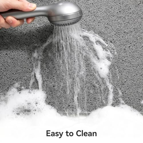 Asvin Non-Slip Loofah Shower Mat, Quick-Dry PVC Bath Mat, 24x16 Inch, Grey